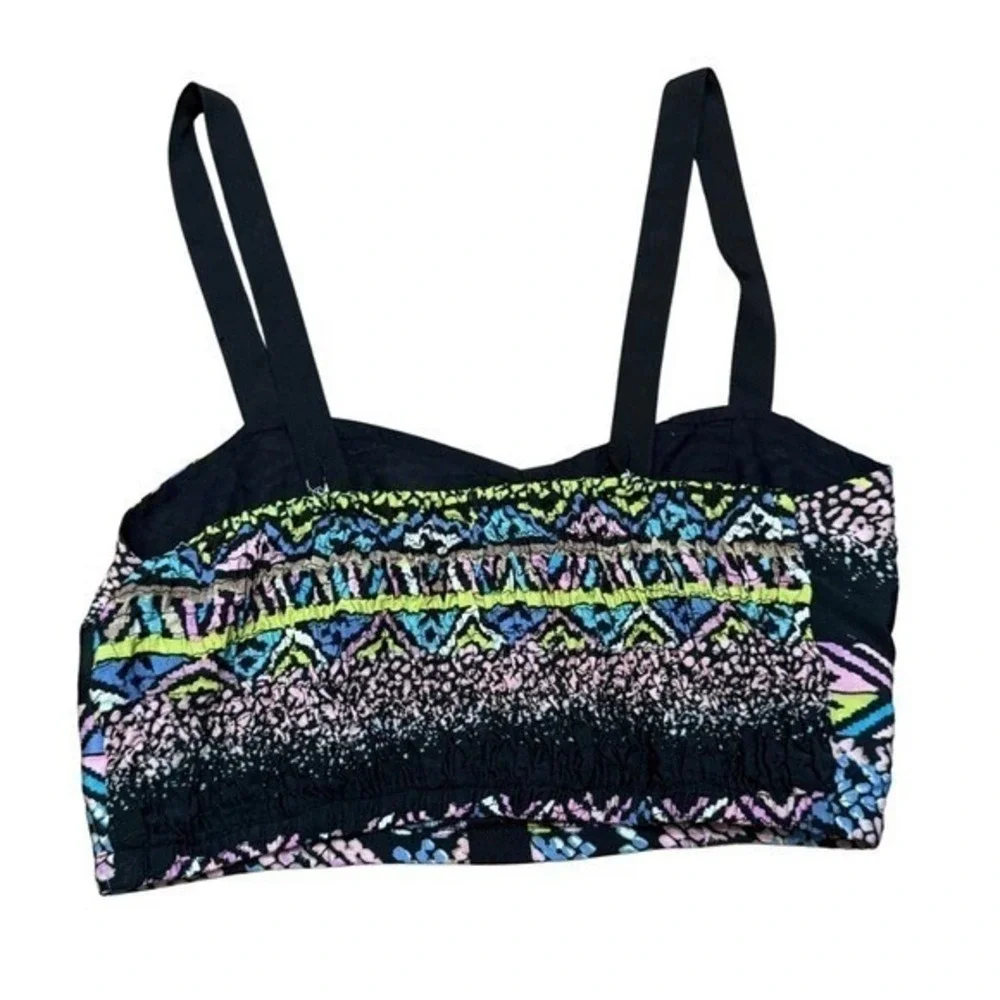 Band of Gypsies Tribal Geometric Print Button Front Smocked Crop Top‎ Small